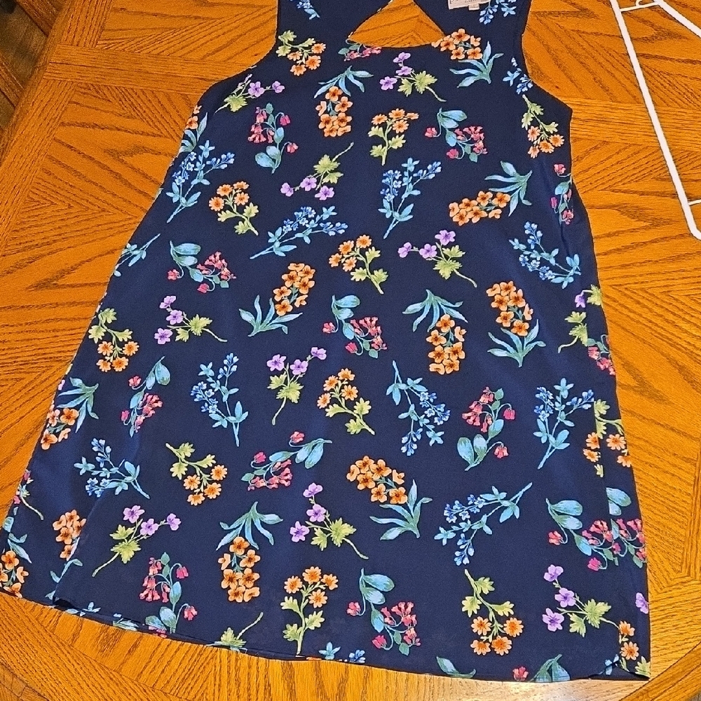 Philosophy Navy Dress with Blue Floral Accents